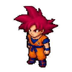 Goku Super Saiyan God animated pixel sprite